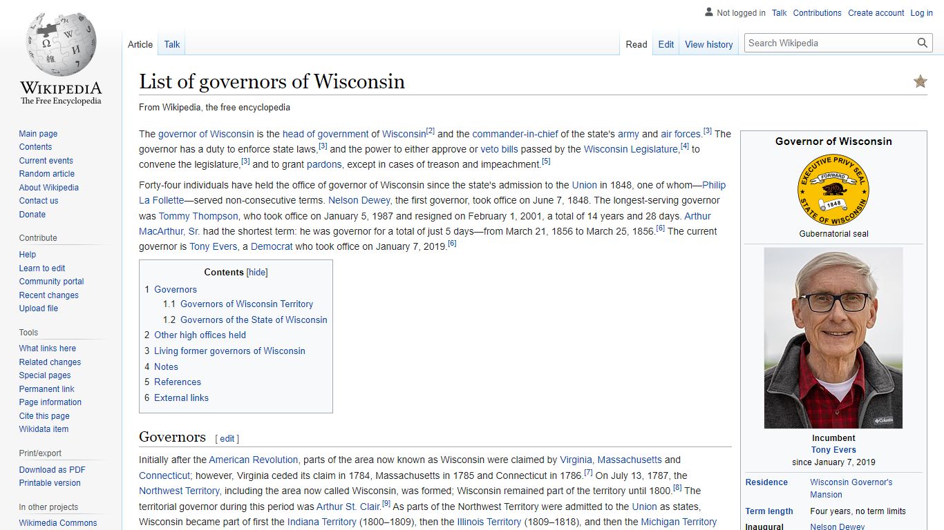 List of governors of Wisconsin - Wikipedia