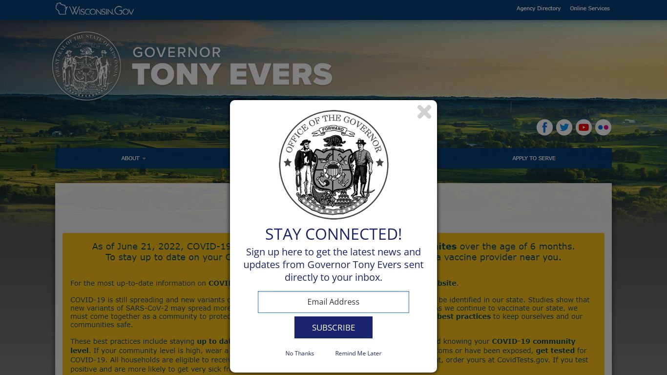 Official site of Governor Tony Evers