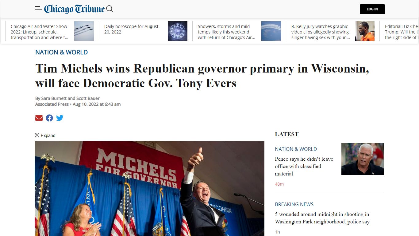 Tim Michels wins Republican governor primary in Wisconsin